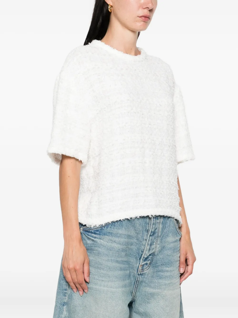 IRO Tweed T-shirt met gerafelde afwerking Wit