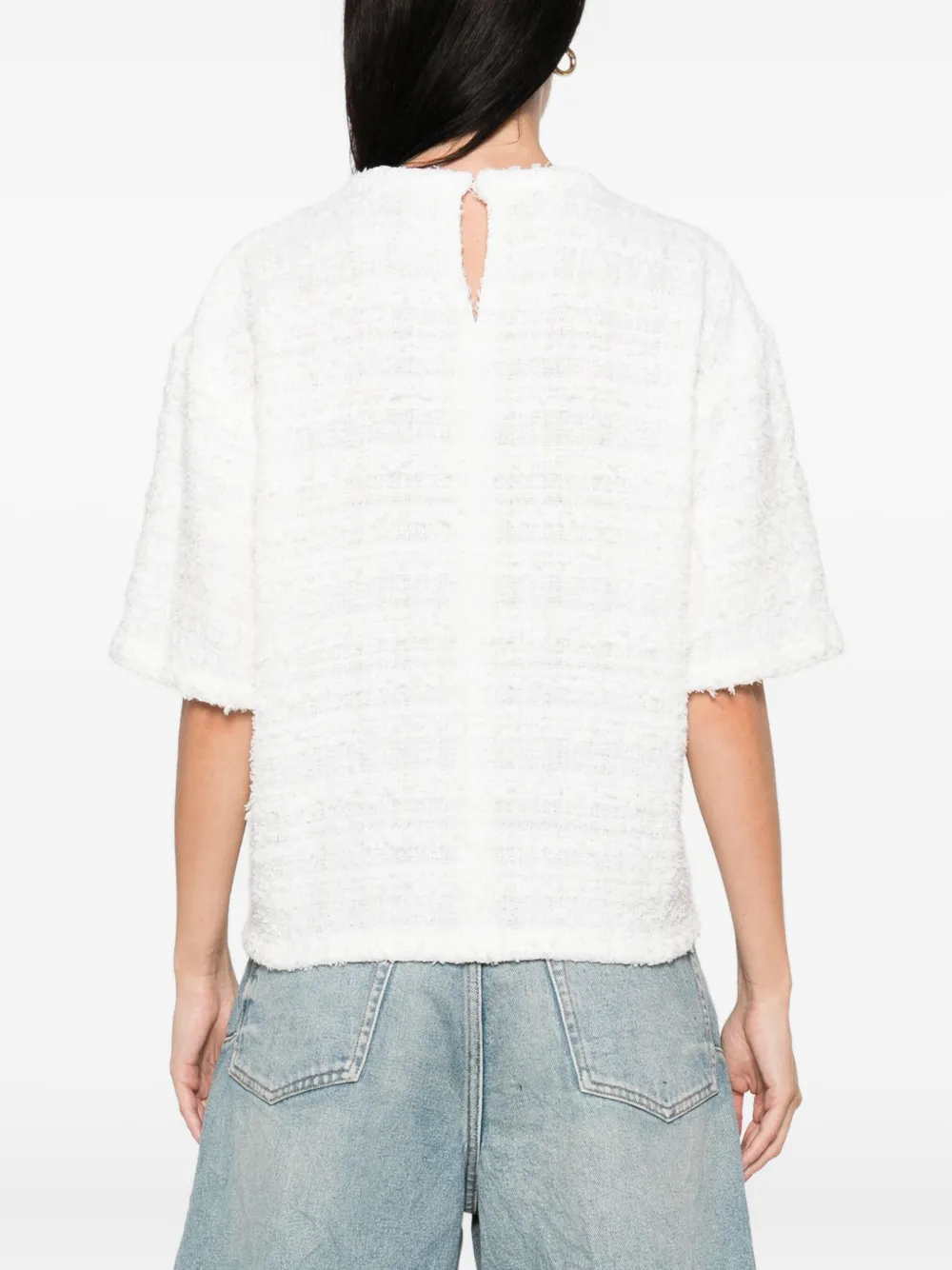 IRO Tweed T-shirt met gerafelde afwerking Wit