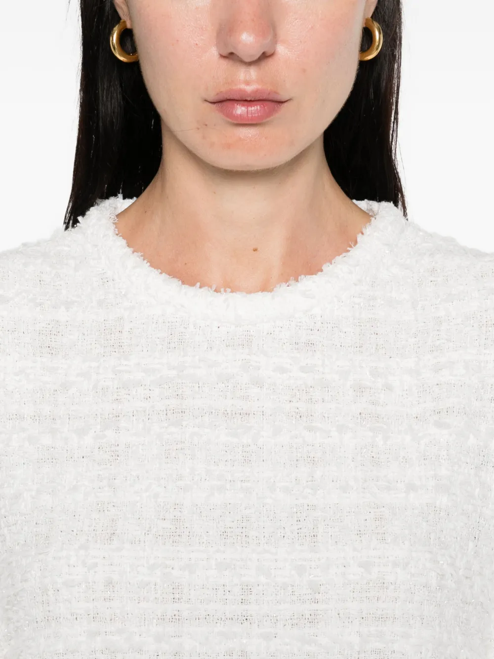 IRO Tweed T-shirt met gerafelde afwerking Wit