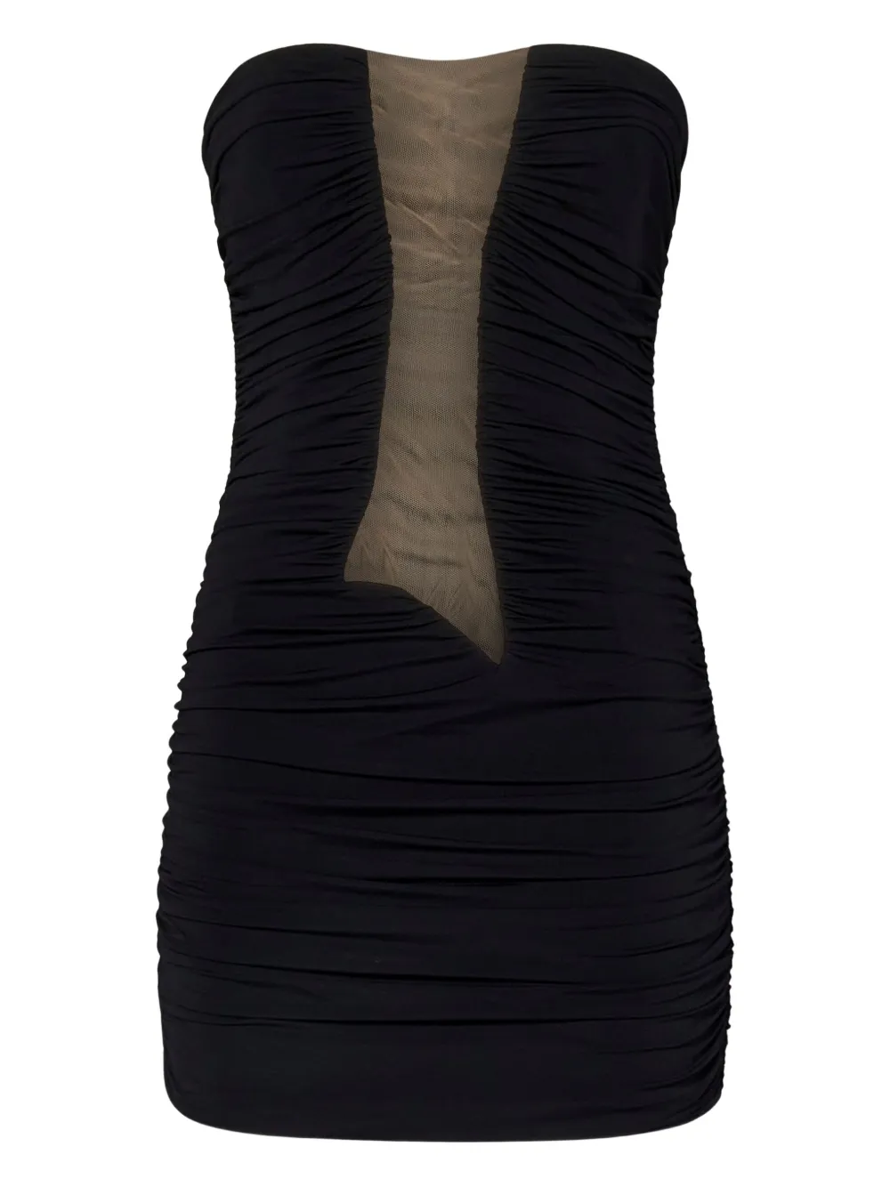 Nensi Dojaka Draped Mesh-insert Mini Dress In Black