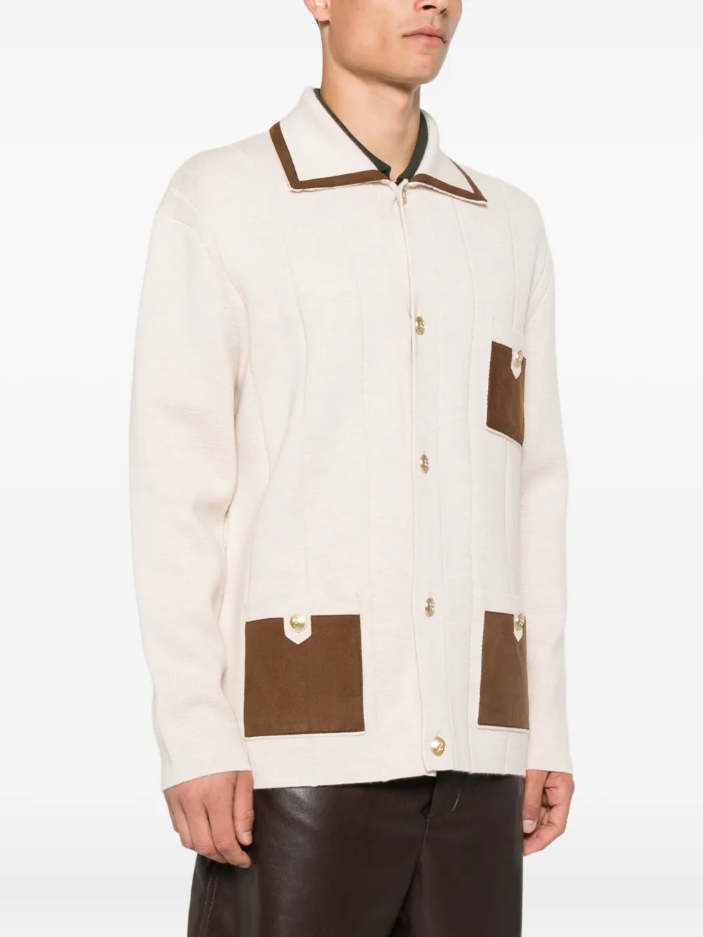 Drôle De Monsieur Vest met zak met knopen Beige
