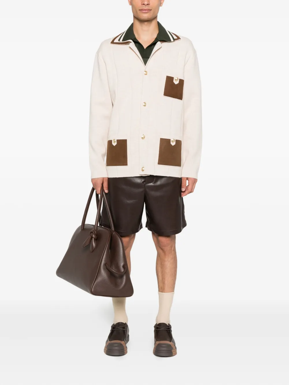 Drôle De Monsieur Vest met zak met knopen Beige