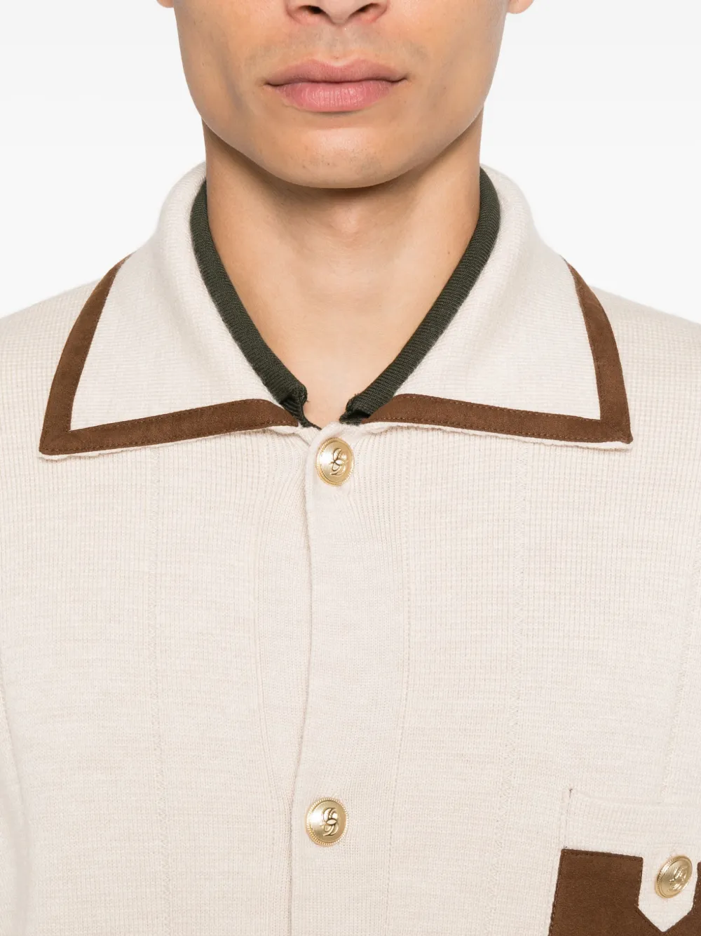 Drôle De Monsieur Vest met zak met knopen Beige