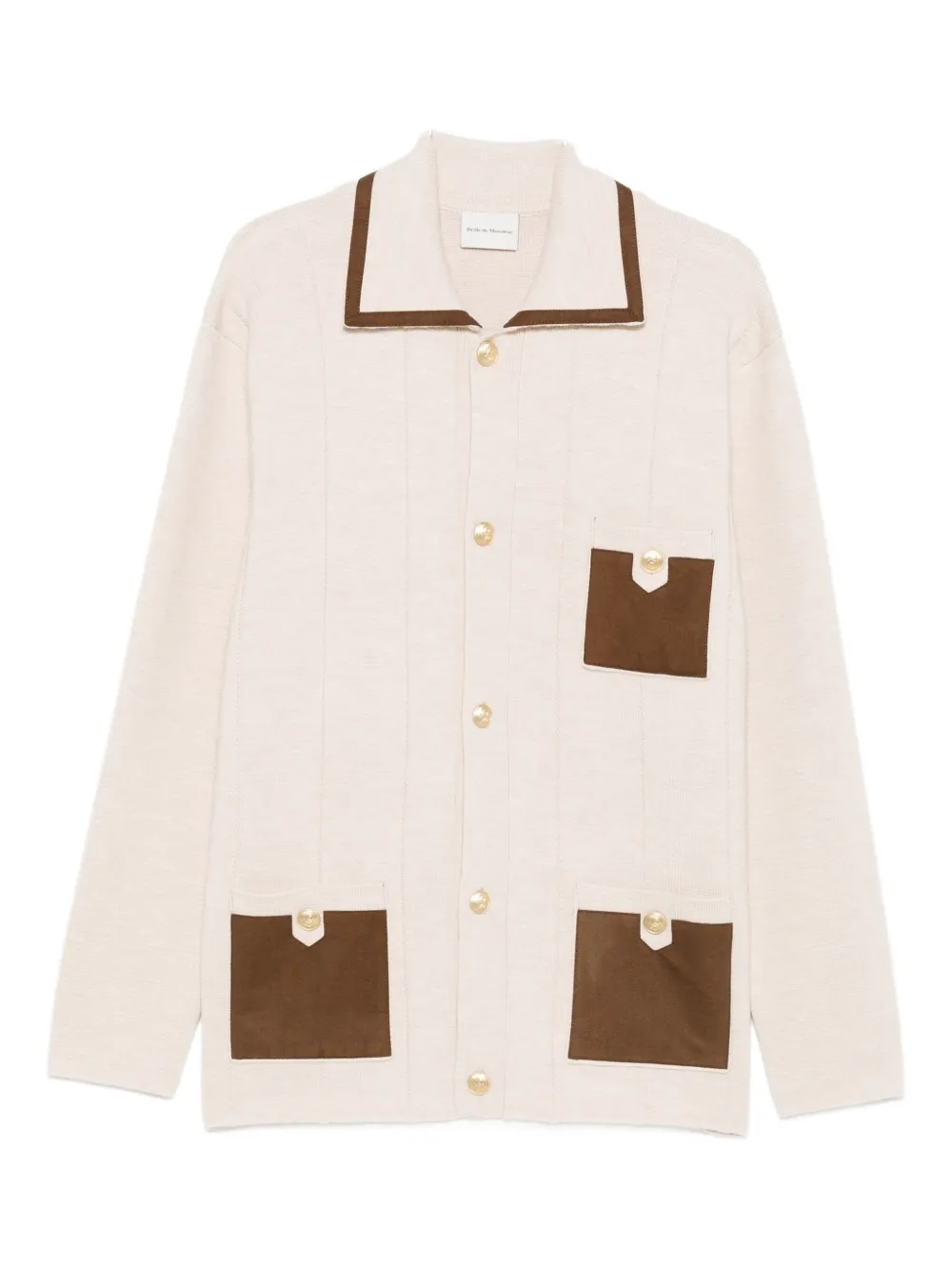 Drôle De Monsieur Vest met zak met knopen Beige
