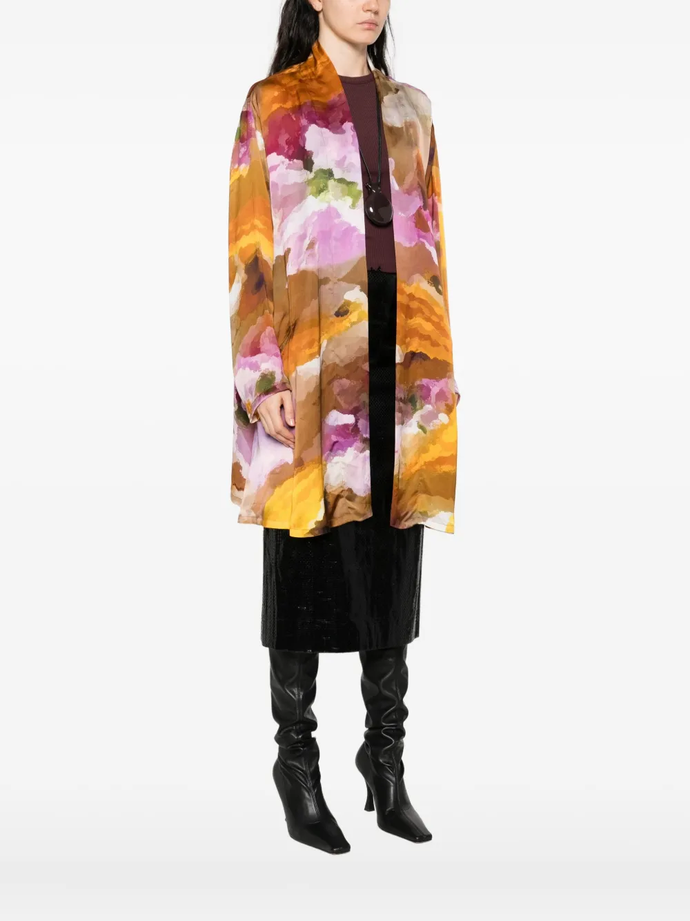 YAVI Jack met abstracte print Bruin