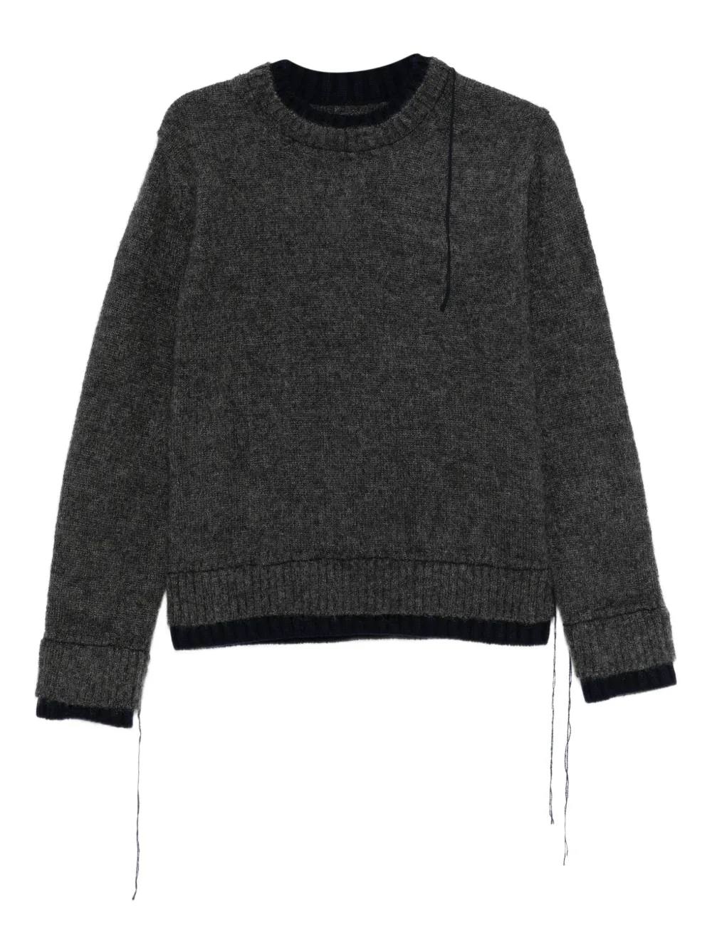 sacai double-layered frayed-edge sweater | Grey | Image 1