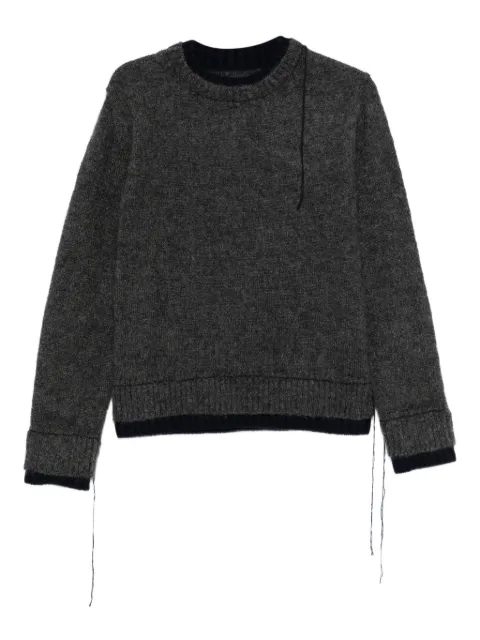 sacai suéter a capas con bordes deshilachados
