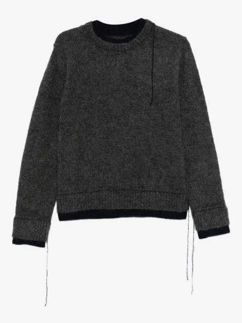 sacai double-layered frayed-edge sweater