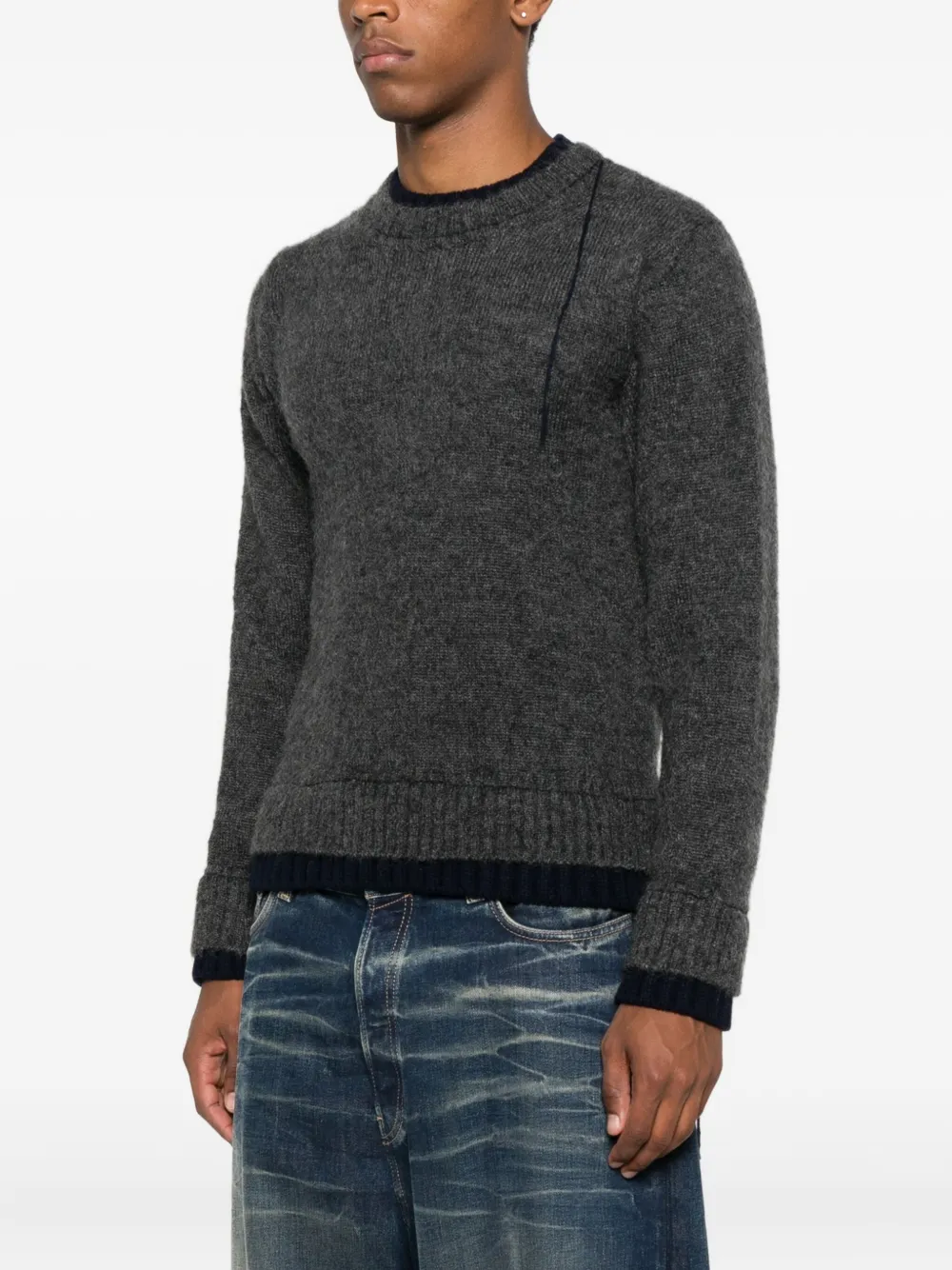 sacai Gelaagde trui met franje Grijs