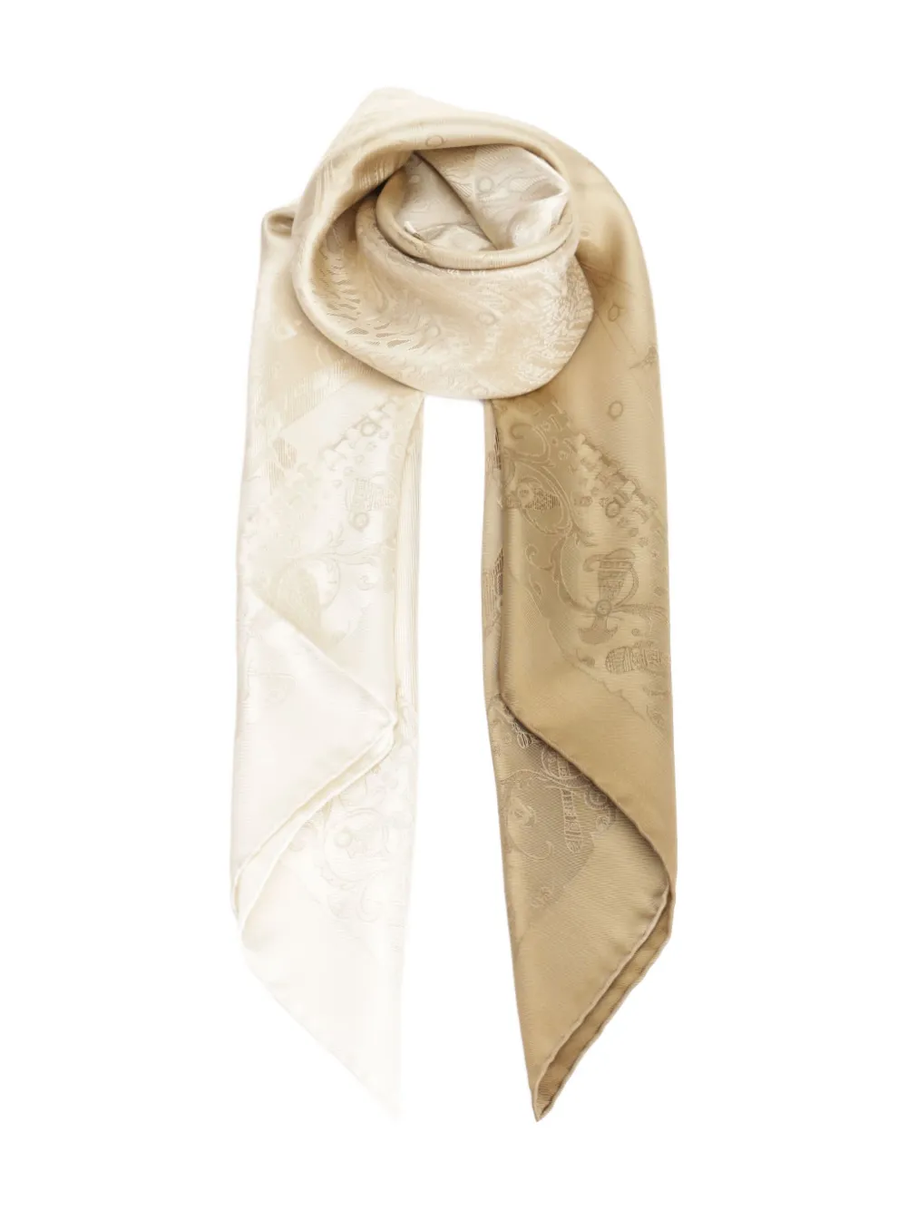 Ferragamo damask-pattern silk scarf Beige