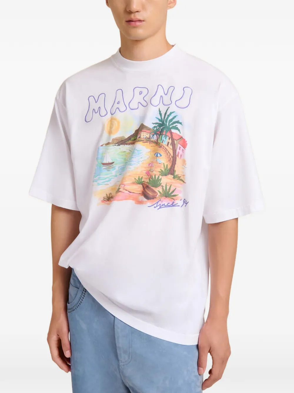 Marni T-shirt met print PRW01 WHITE