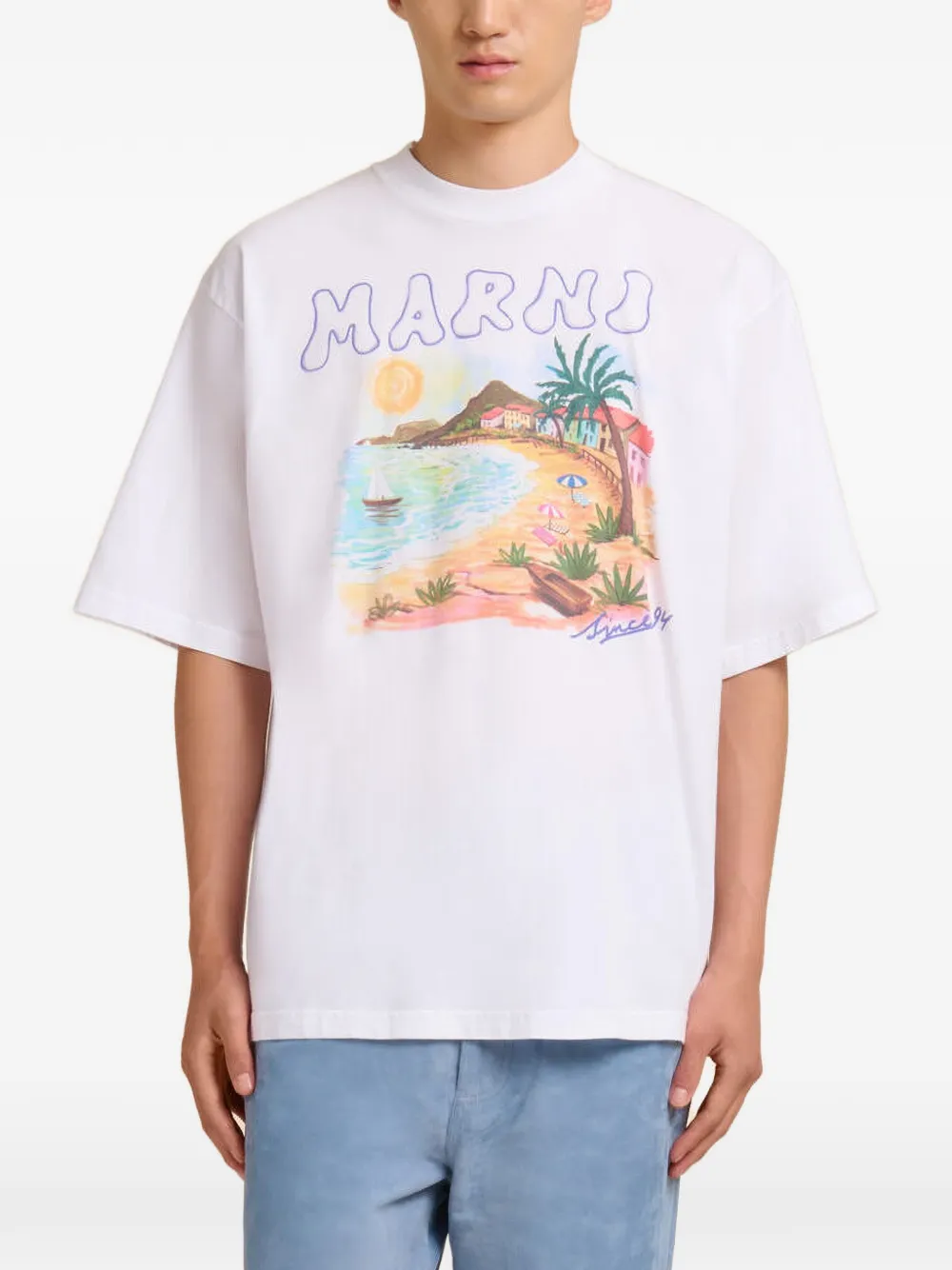 Marni T-shirt met print PRW01 WHITE