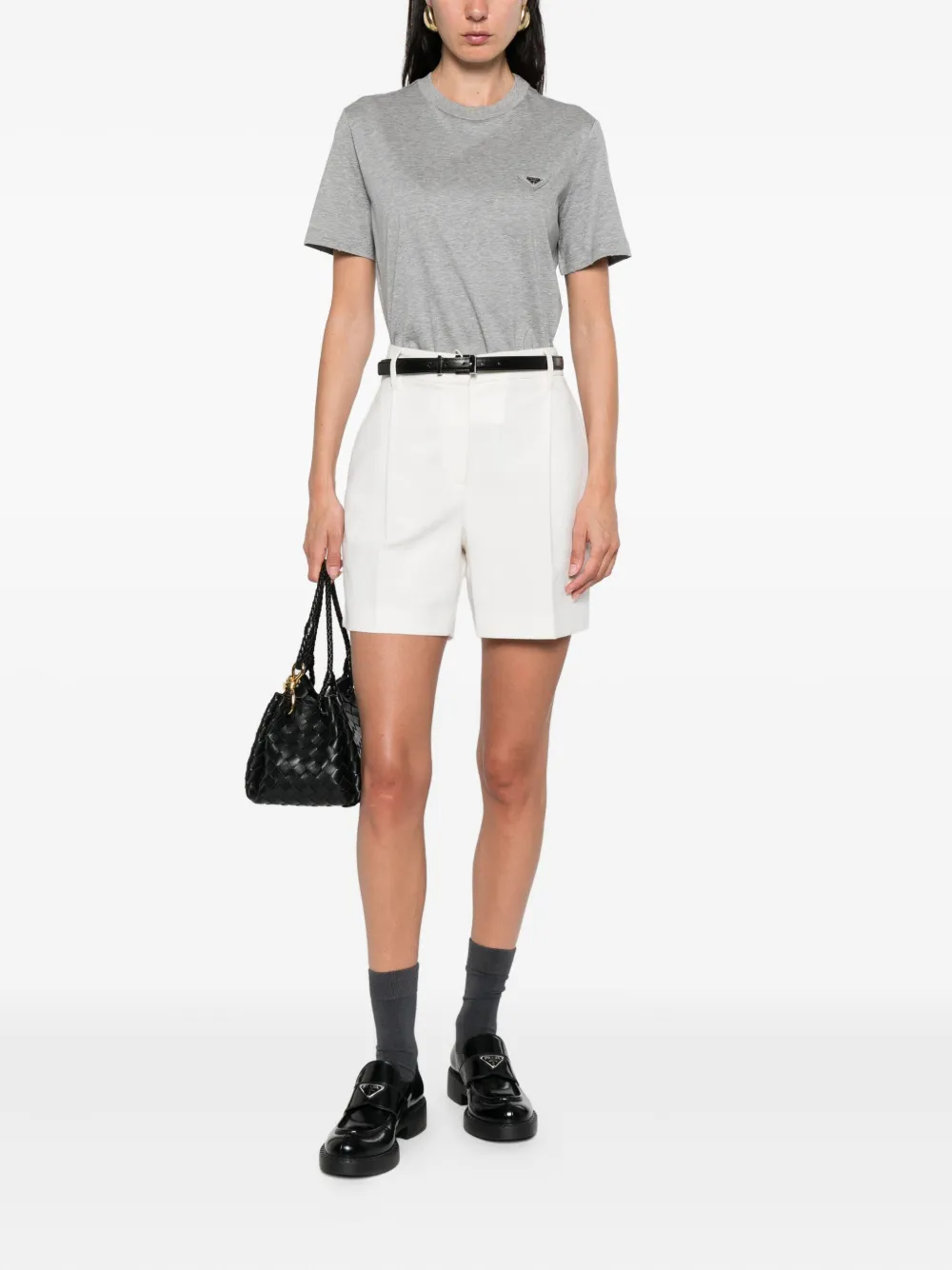 Prada logo-plaque cotton T-shirt Grijs