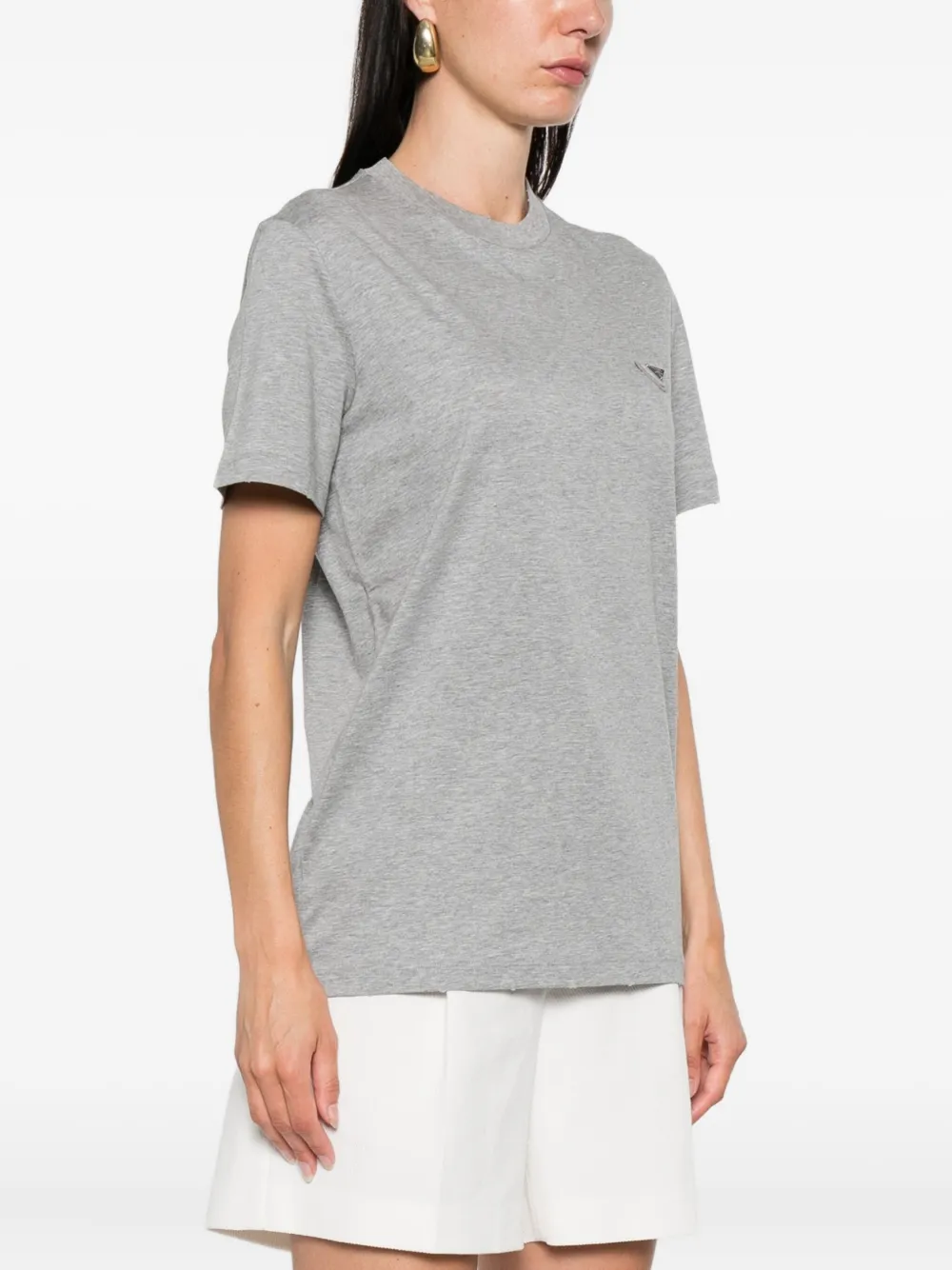 Prada logo-plaque cotton T-shirt Grijs