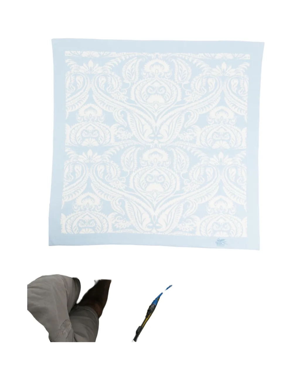 ETRO KIDS damask-pattern blanket Blauw