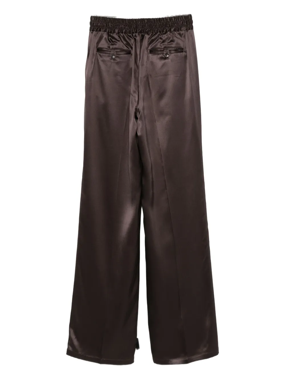 Kiton drawstring silk straight trousers - Bruin