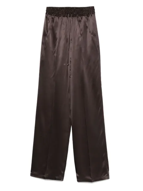 Kiton drawstring silk straight trousers