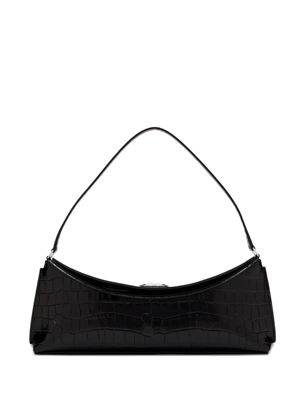 Jacquemus A Clutch Ovalo crocodile-embossed shoulder bag - Zwart