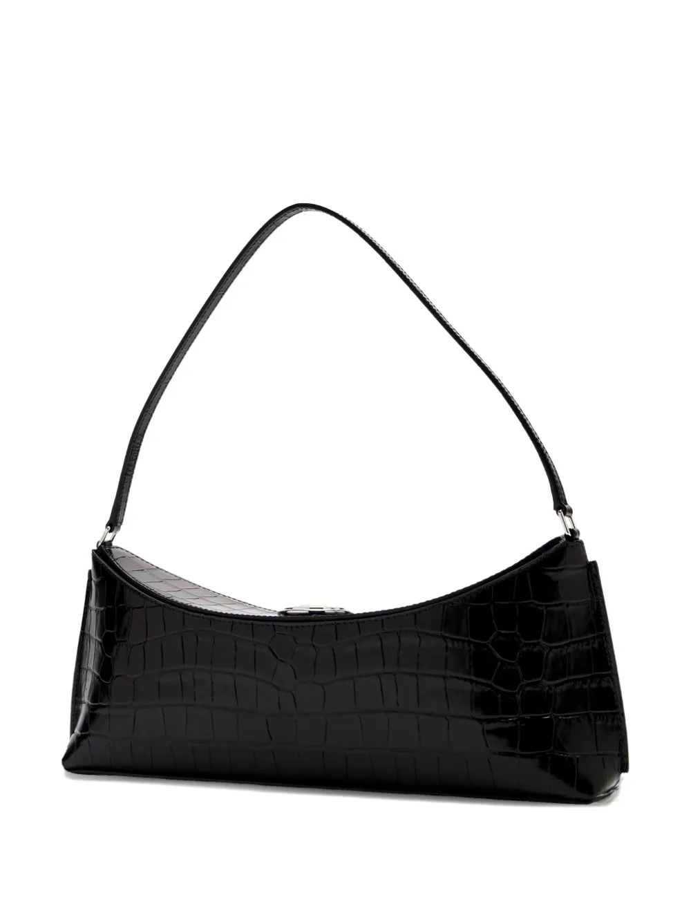 Jacquemus A Clutch Ovalo Crocodile-embossed Shoulder Bag In Black