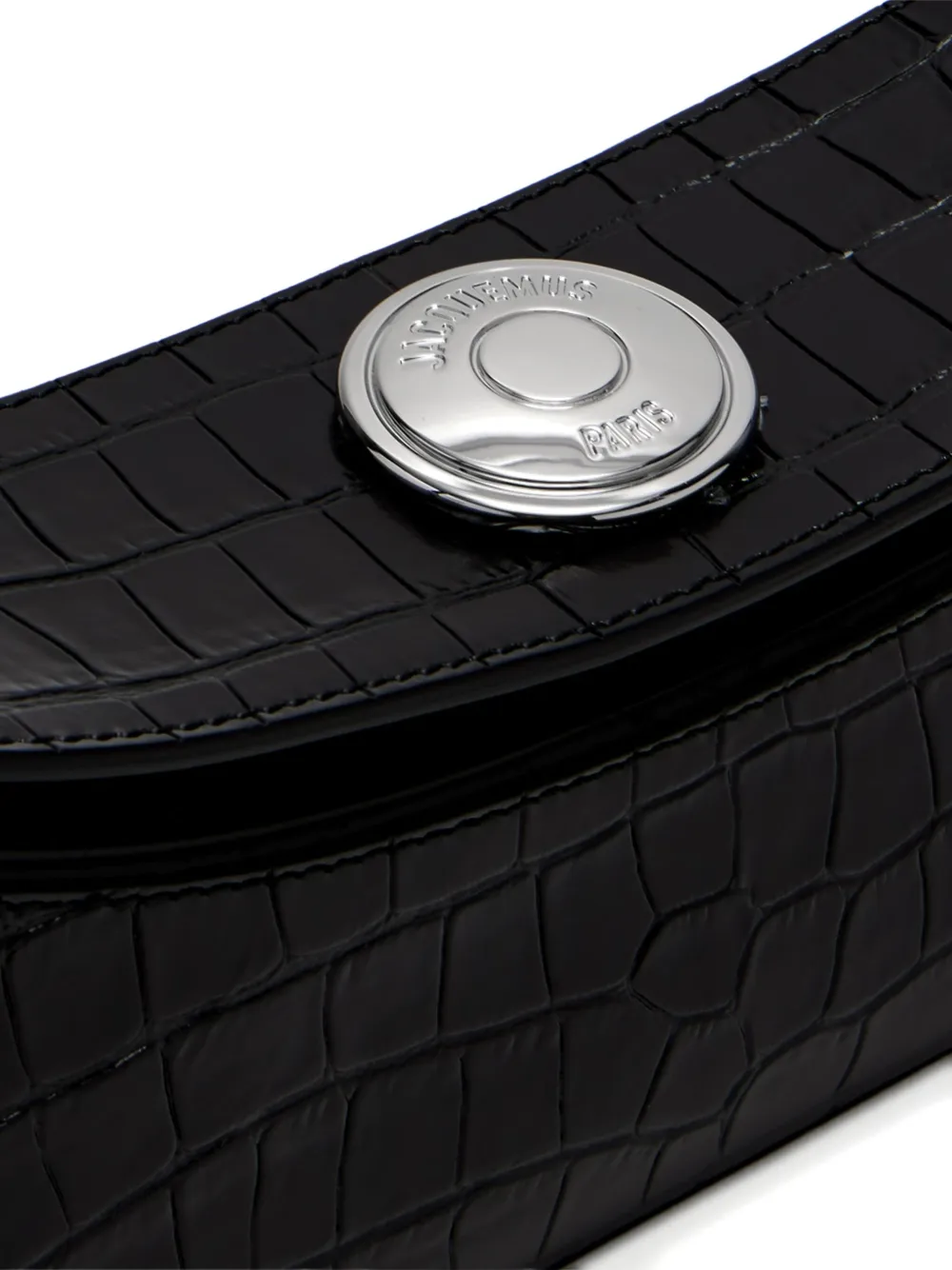 Jacquemus A Clutch Ovalo schoudertas met krokodillen-reliëf Zwart