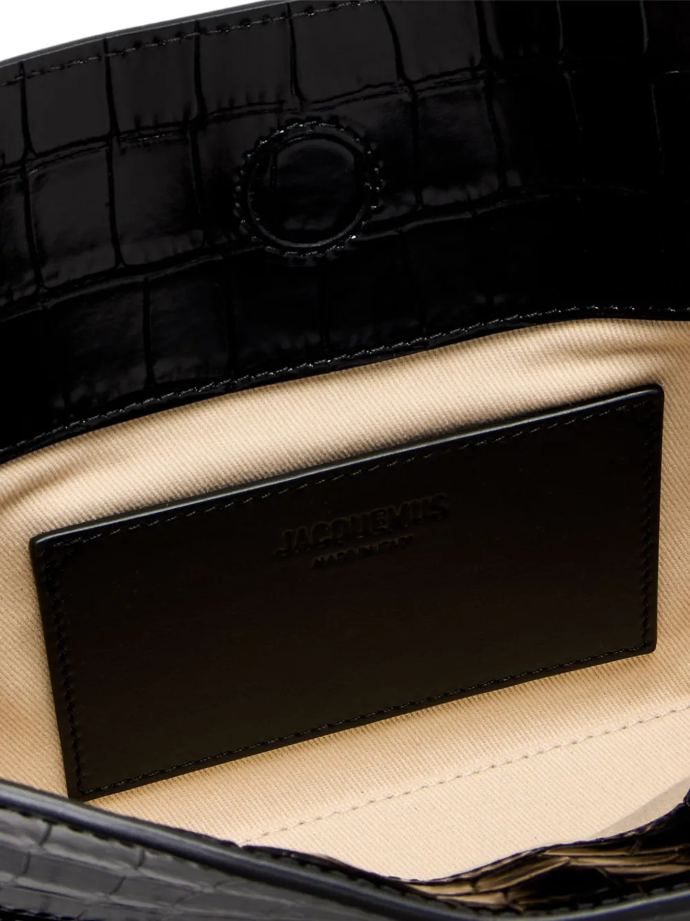 Jacquemus A Clutch Ovalo schoudertas met krokodillen-reliëf Zwart