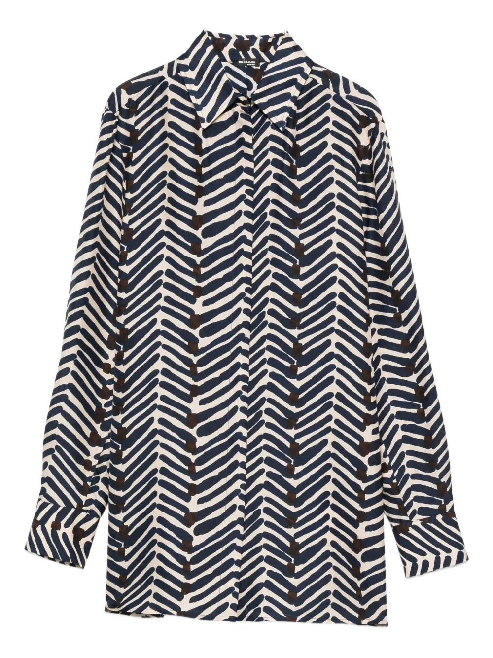 Kiton Herringbone-print Silk Shirt In Black