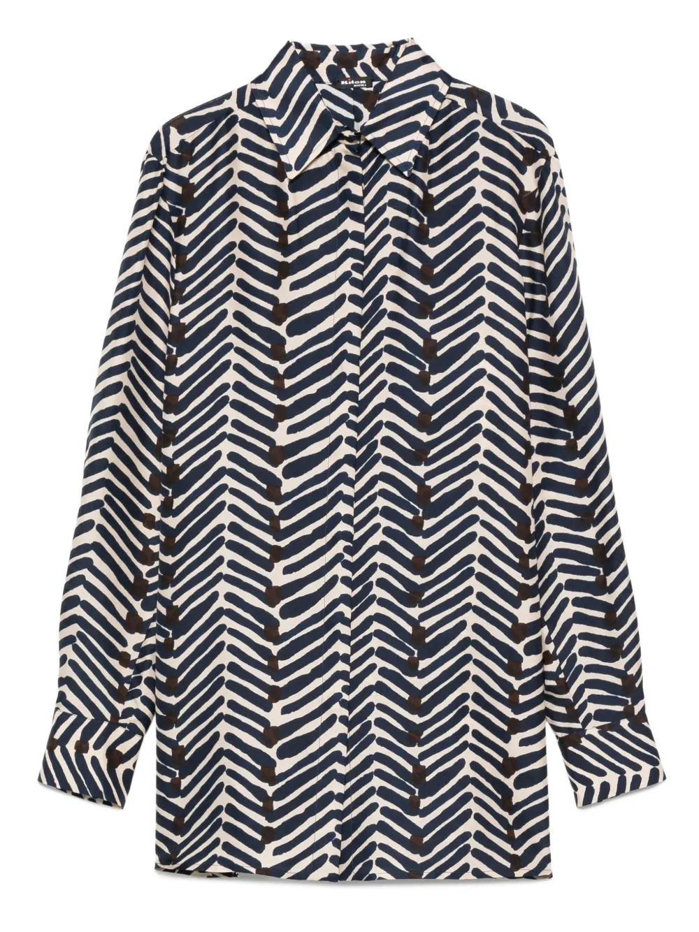 herringbone-print silk shirt