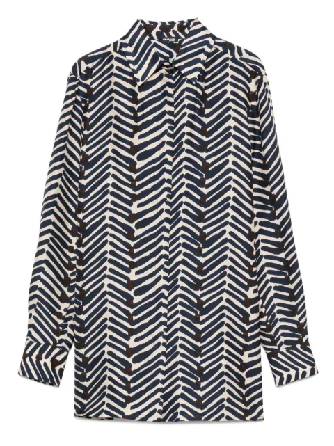 Kiton herringbone-print silk shirt