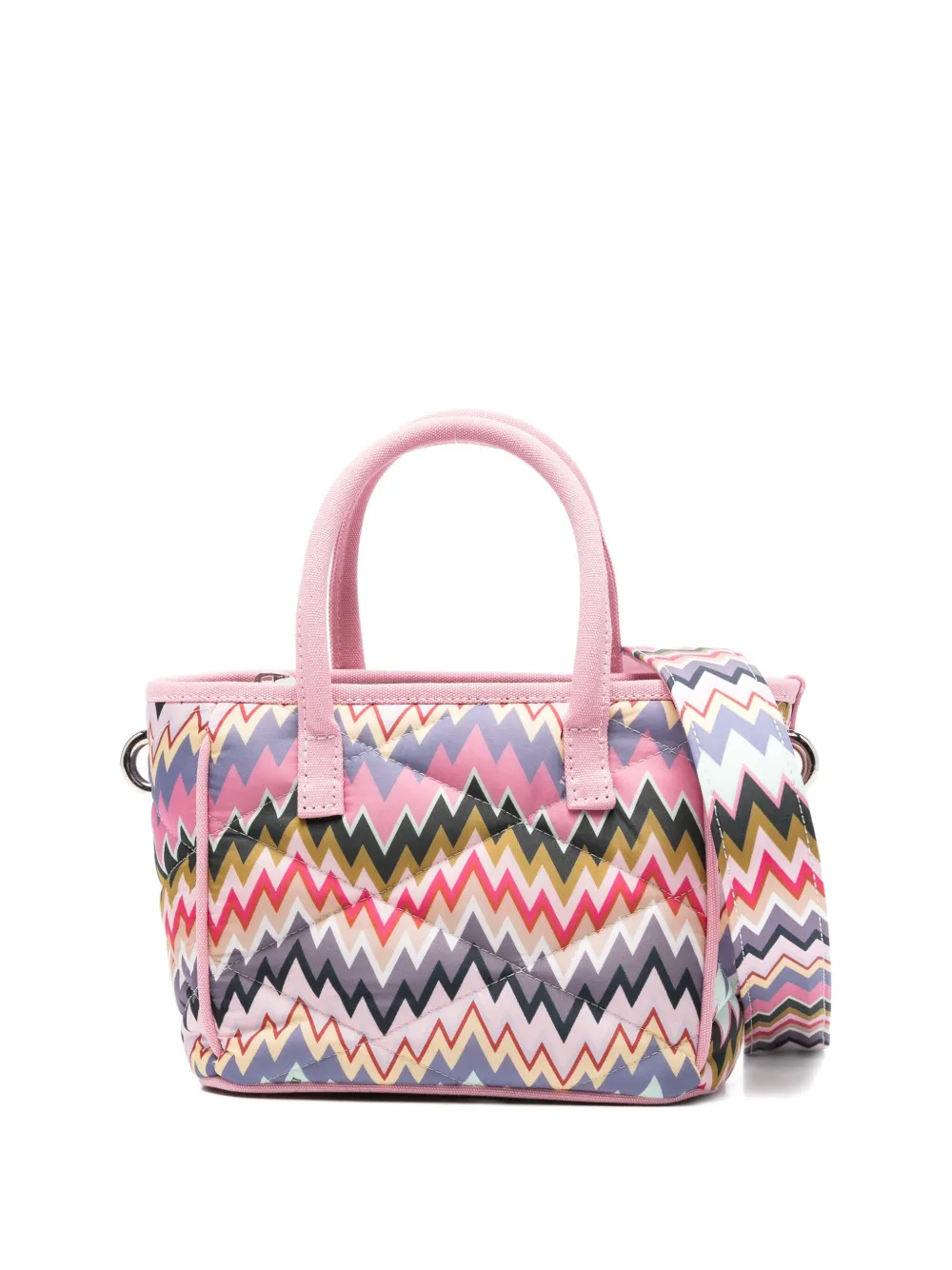 Missoni Kids Gewatteerde shopper met zigzag-patroon Roze