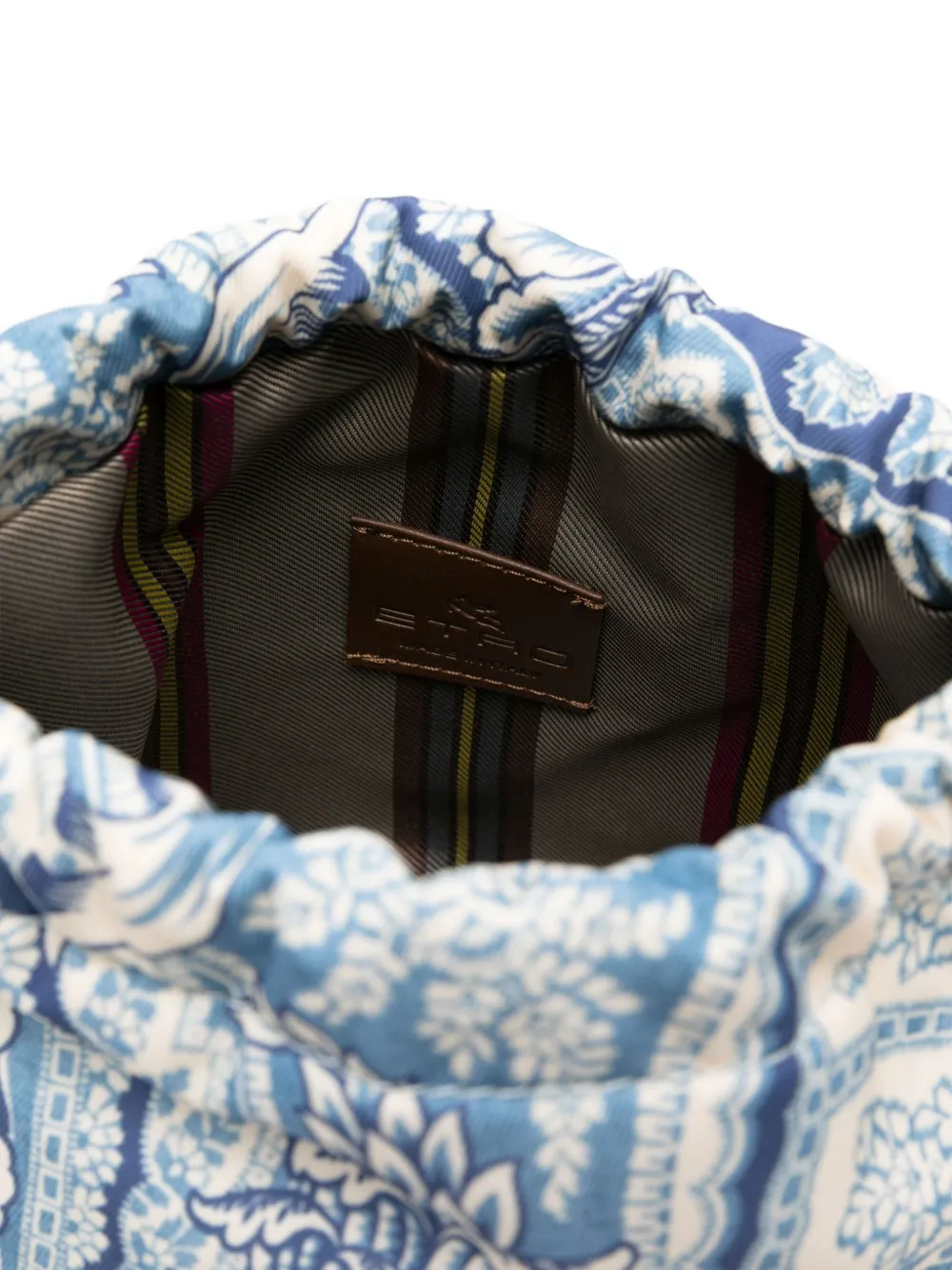 ETRO KIDS Bucket-tas met paisley-print en trekkoord Blauw