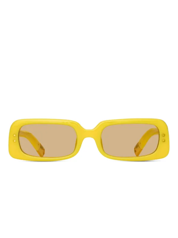 Jacquemus Azzuro rectangle-frame Sunglasses | Yellow  display picture 1