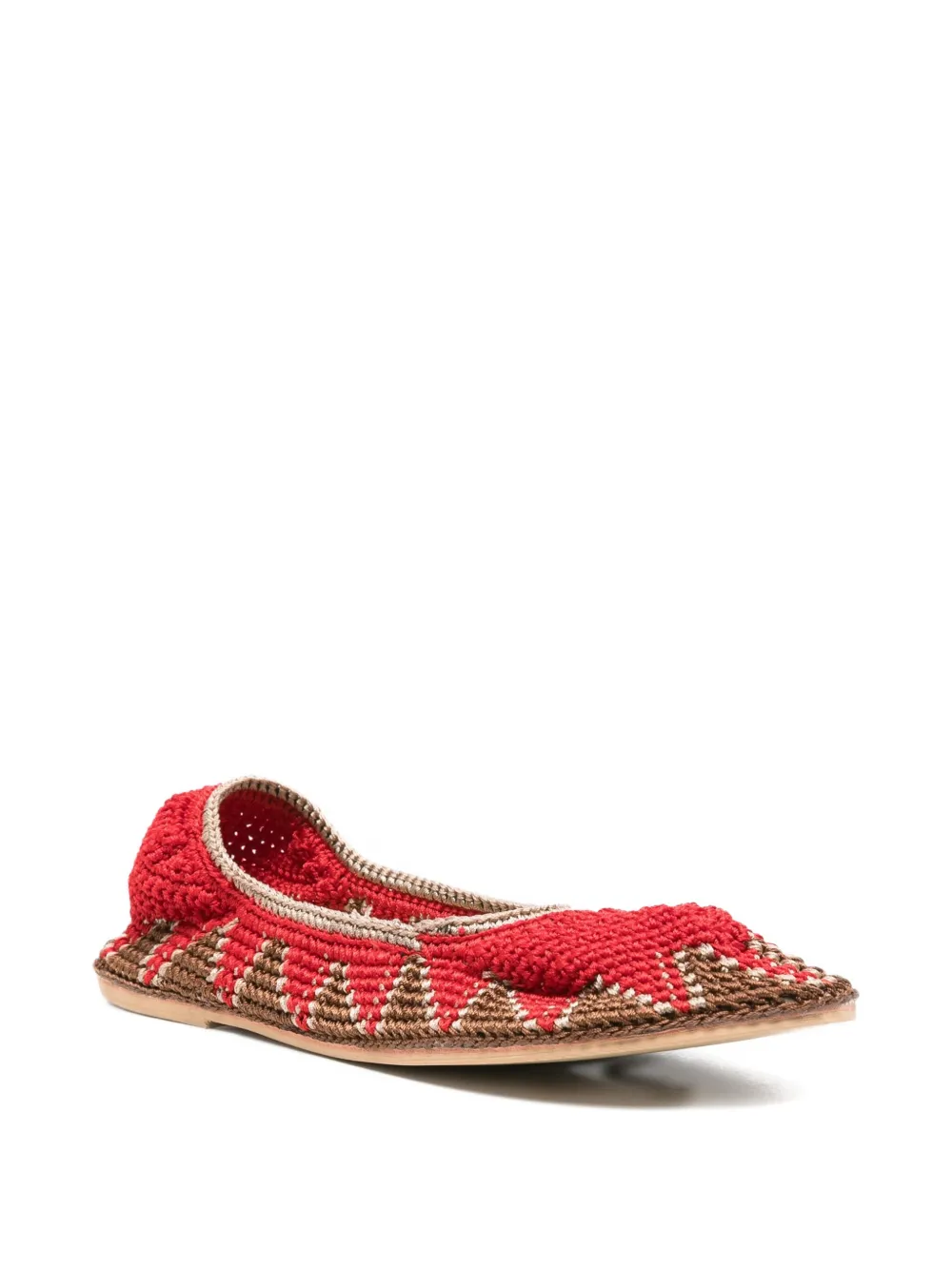 SLO_HAND_MADE crochet patterned ballet flats Red