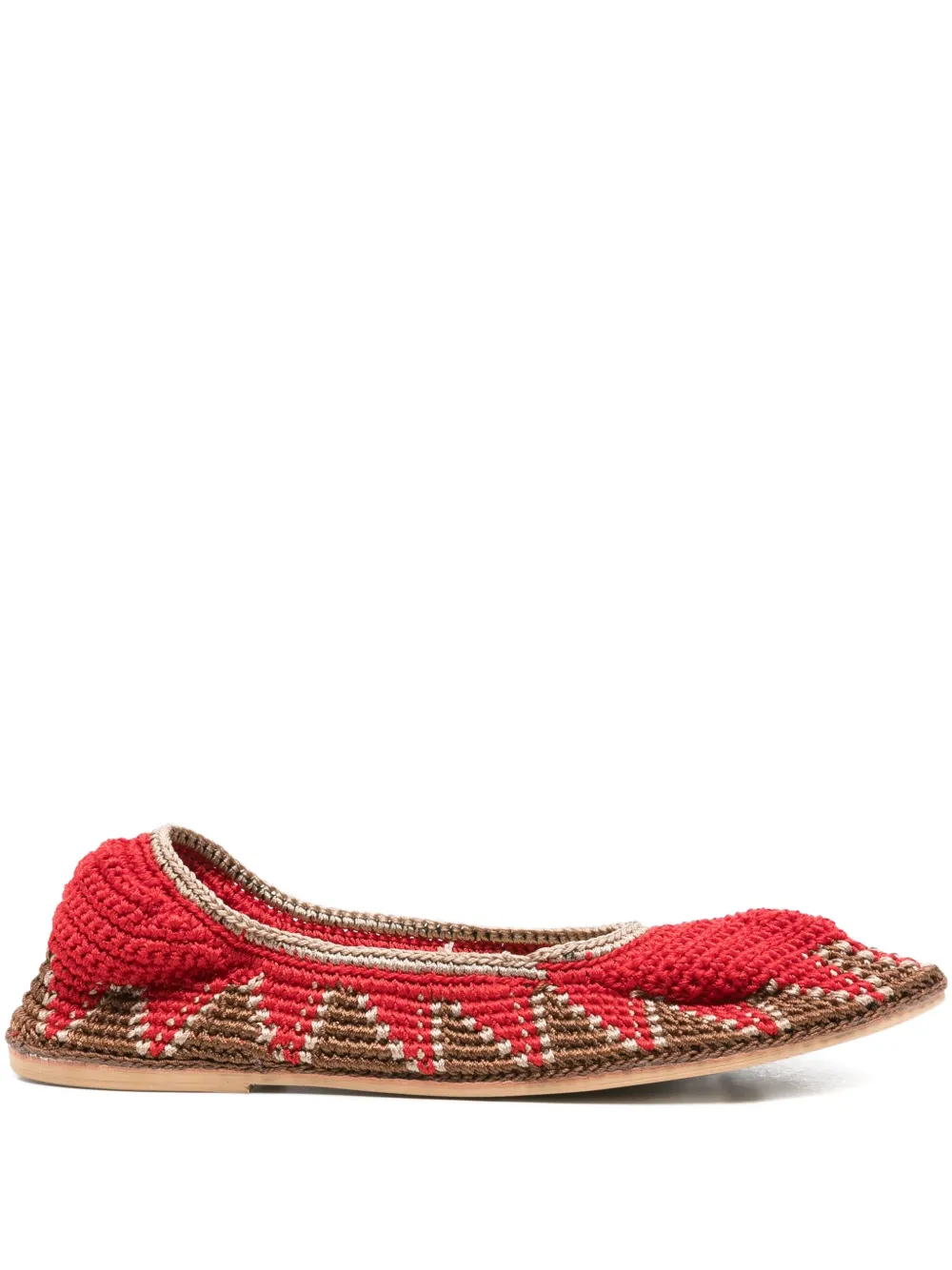 SLO_HAND_MADE crochet patterned ballet flats Red