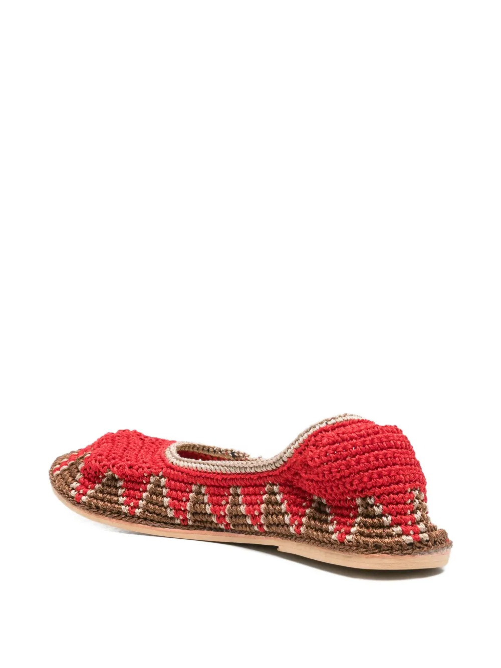 SLO_HAND_MADE crochet patterned ballet flats Red