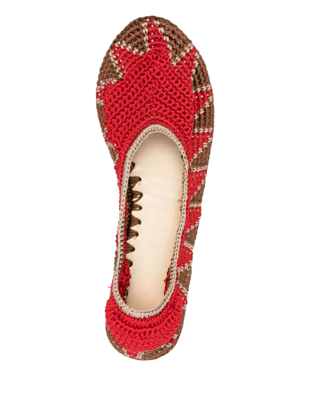 SLO_HAND_MADE crochet patterned ballet flats Red