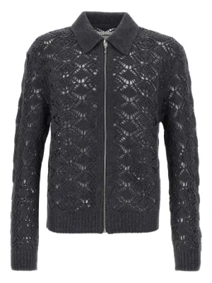 Maison Margiela Ribbed zip-up Cardigan | Black | FARFETCH