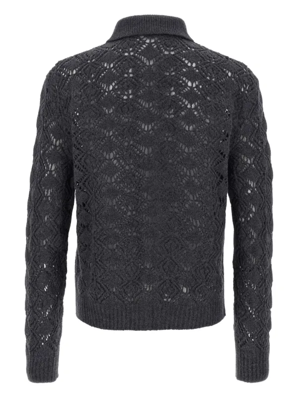 Jil Sander perforated-detail zip-front Cardigan | Grey | FARFETCH