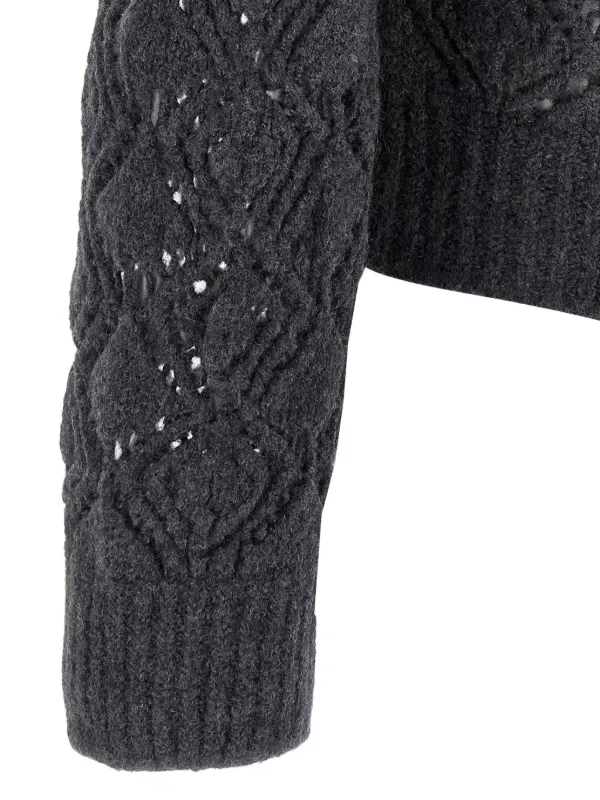 Jil Sander perforated-detail zip-front Cardigan | Grey | FARFETCH