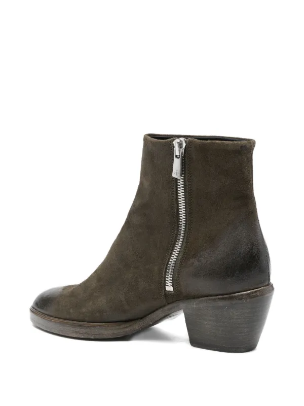 the last conspiracy ワックスドスエードアンクルブーツ The Last Conspiracy zip-detail Suede Boots | Green | FARFETCH