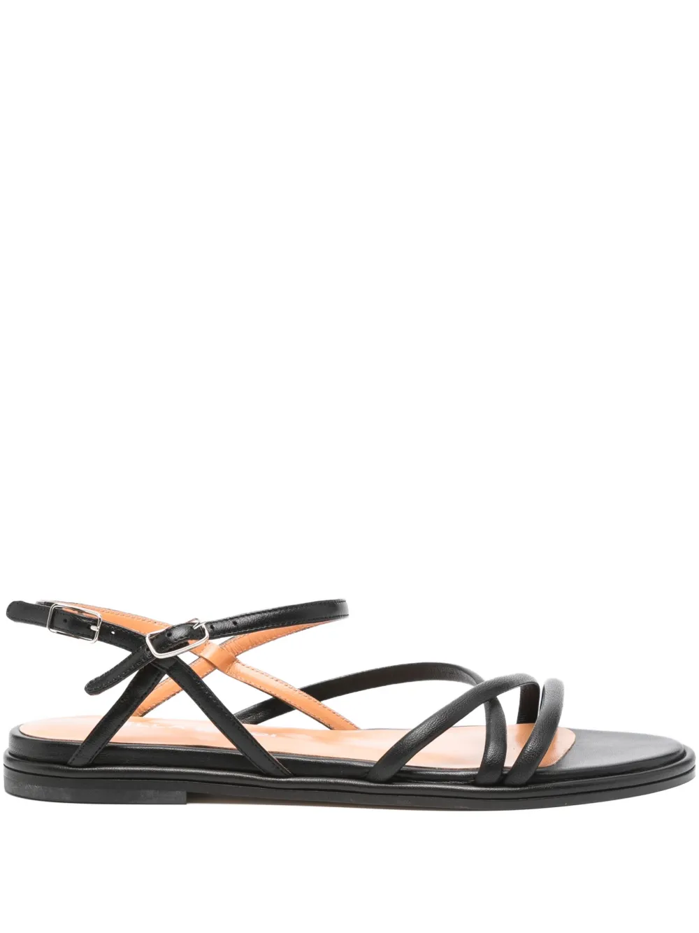 Lella Baldi leather buckle sandals Black
