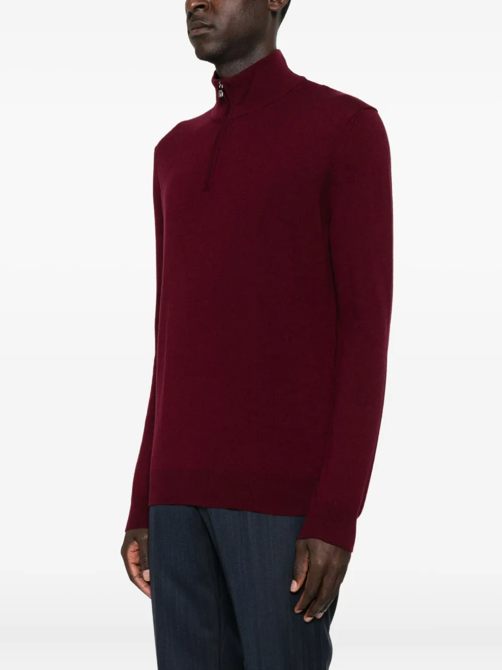 Corneliani High-neck Half-zip Jumper In Red
