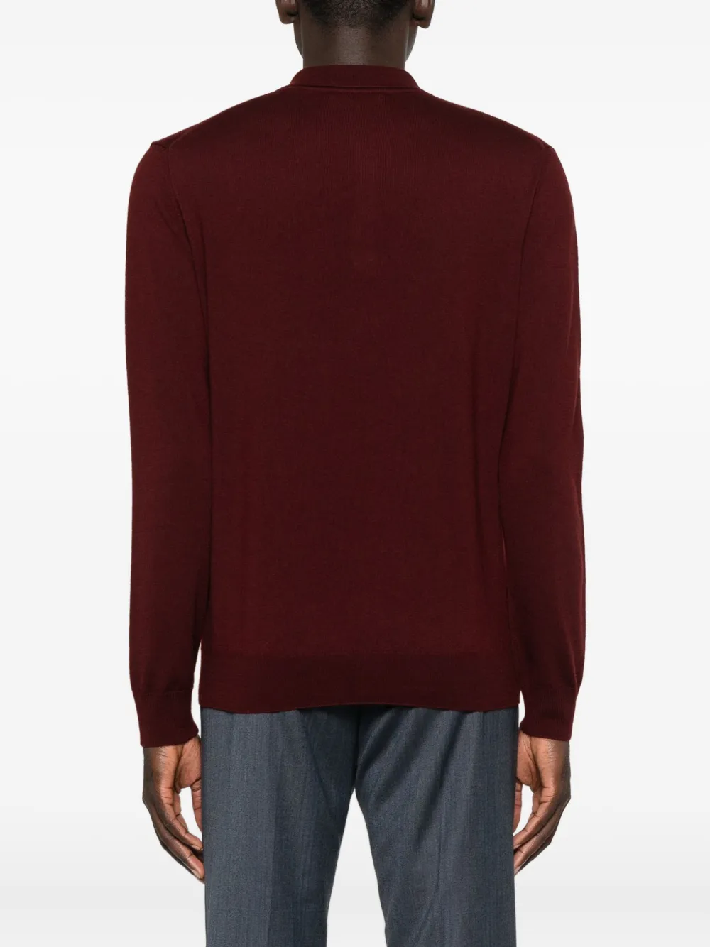 Corneliani Polo-neck Long-sleeve Polo Shirt In Burgundy