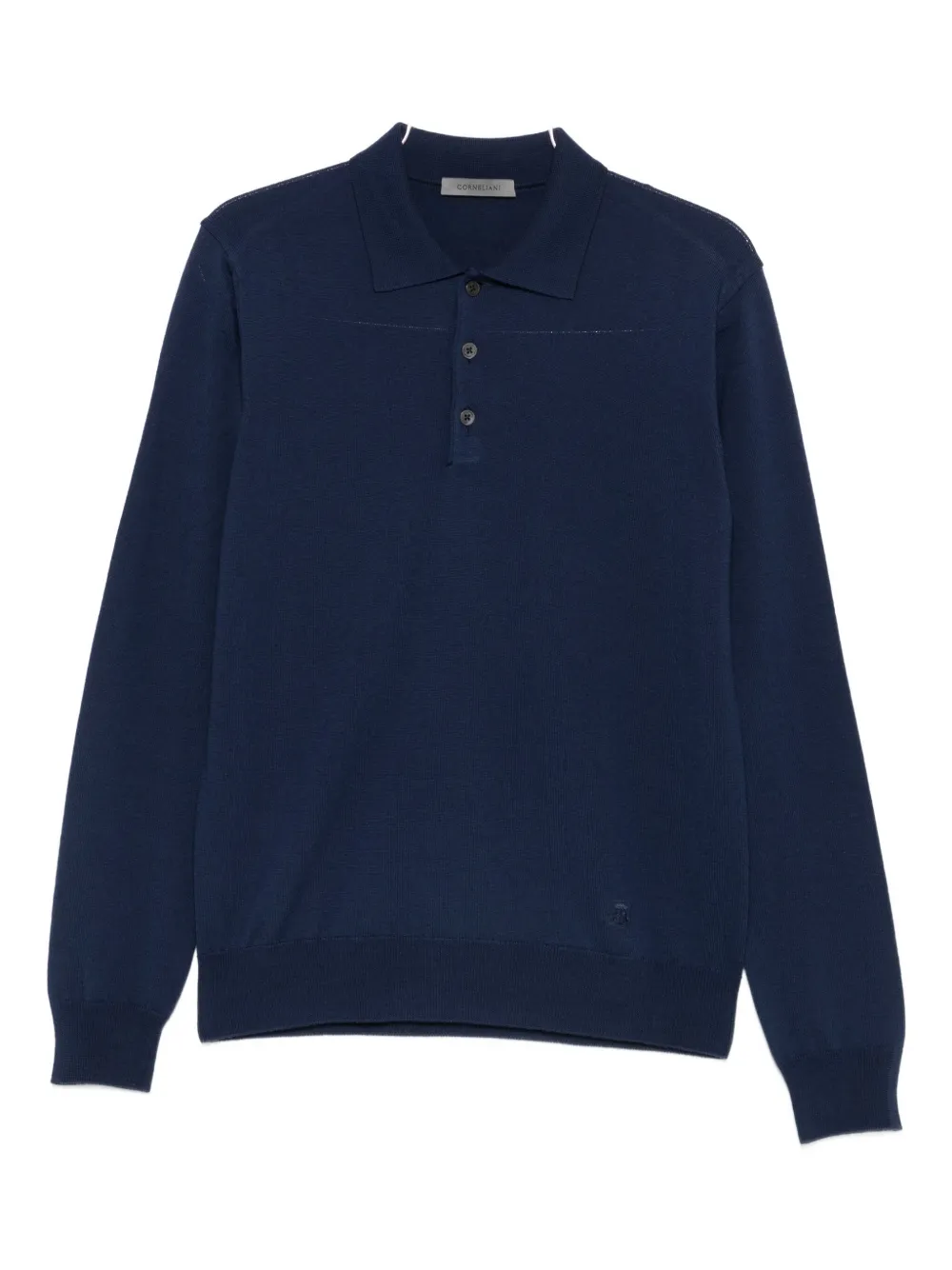Corneliani ribbed long-sleeve polo shirt | Blue | Image 1