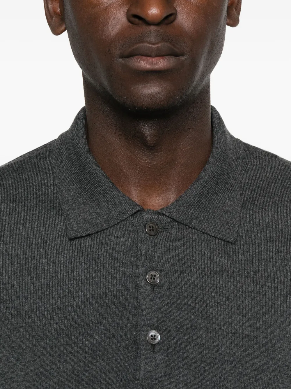 Corneliani Polo-neck Buttoned Polo Shirt In Gray