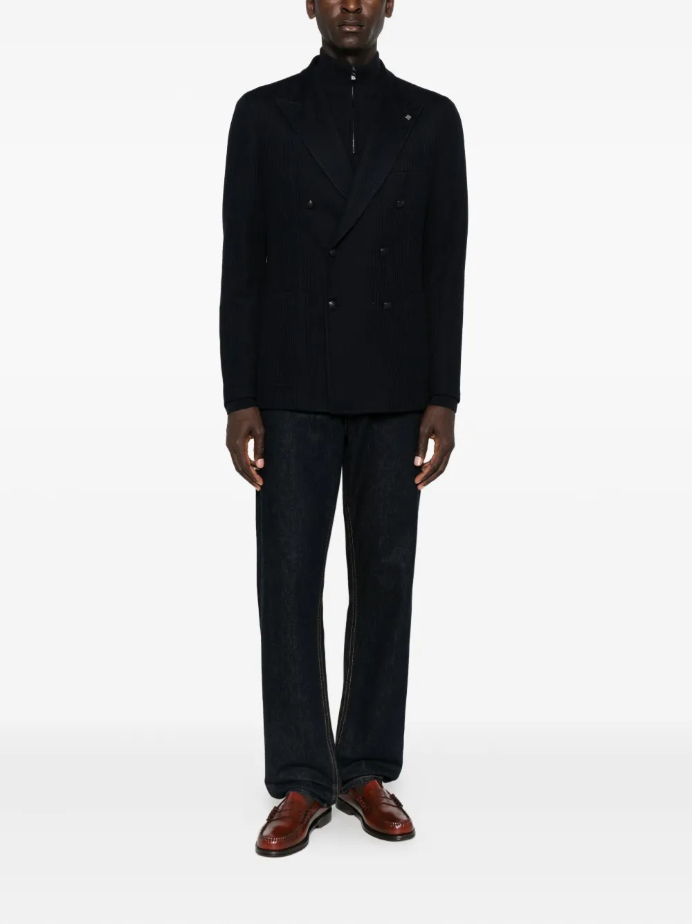 Corneliani high-neck half-zip jumper - Blauw
