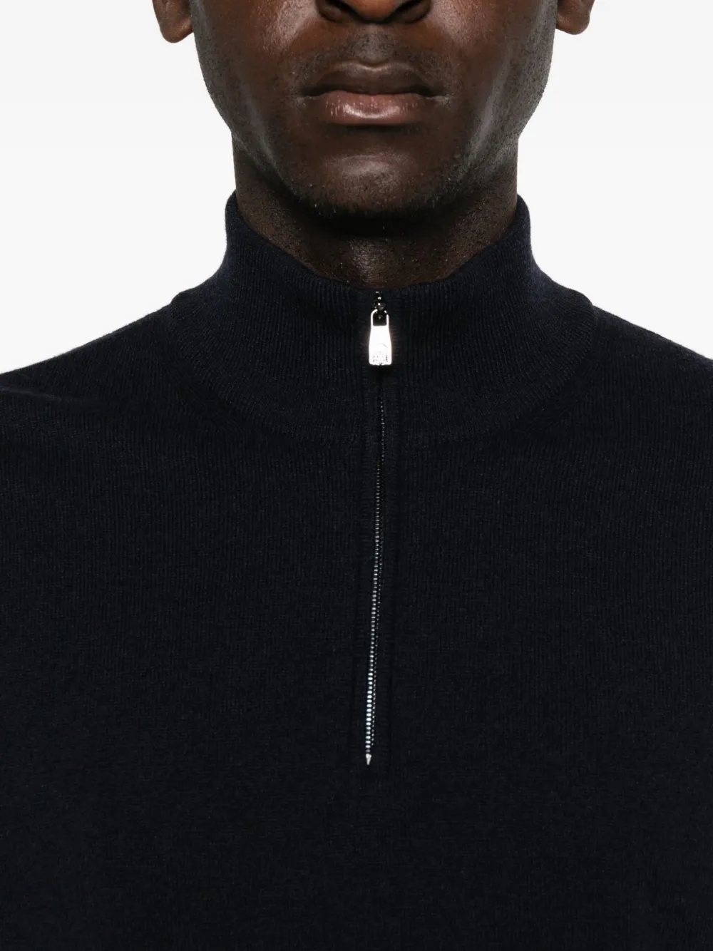 Corneliani High-neck Half-zip Jumper In Black