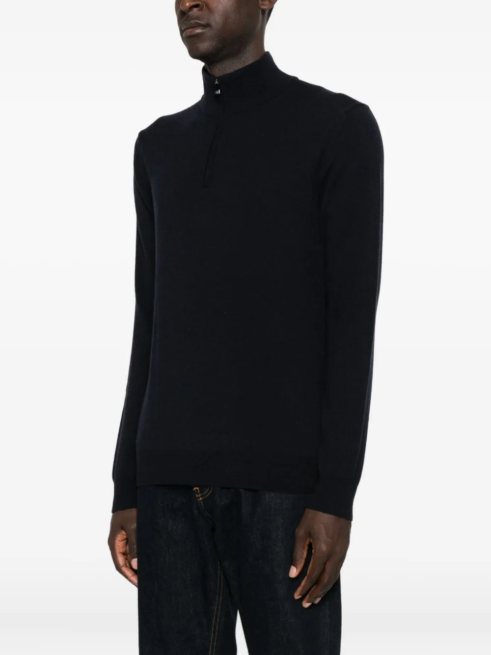 Corneliani High-neck Half-zip Jumper In Black