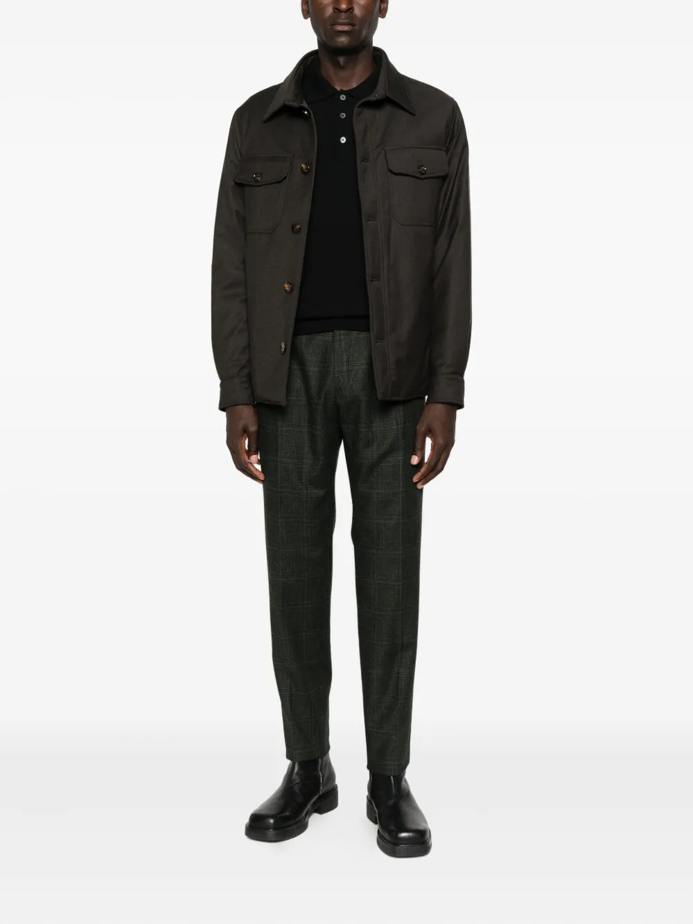 Corneliani long-sleeve polo shirt - Zwart