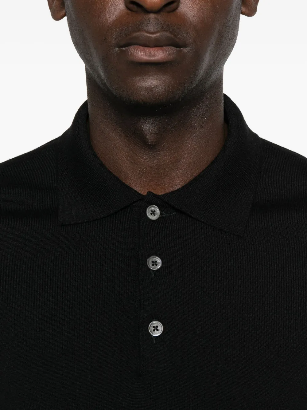 Corneliani Long-sleeve Polo Shirt In Black