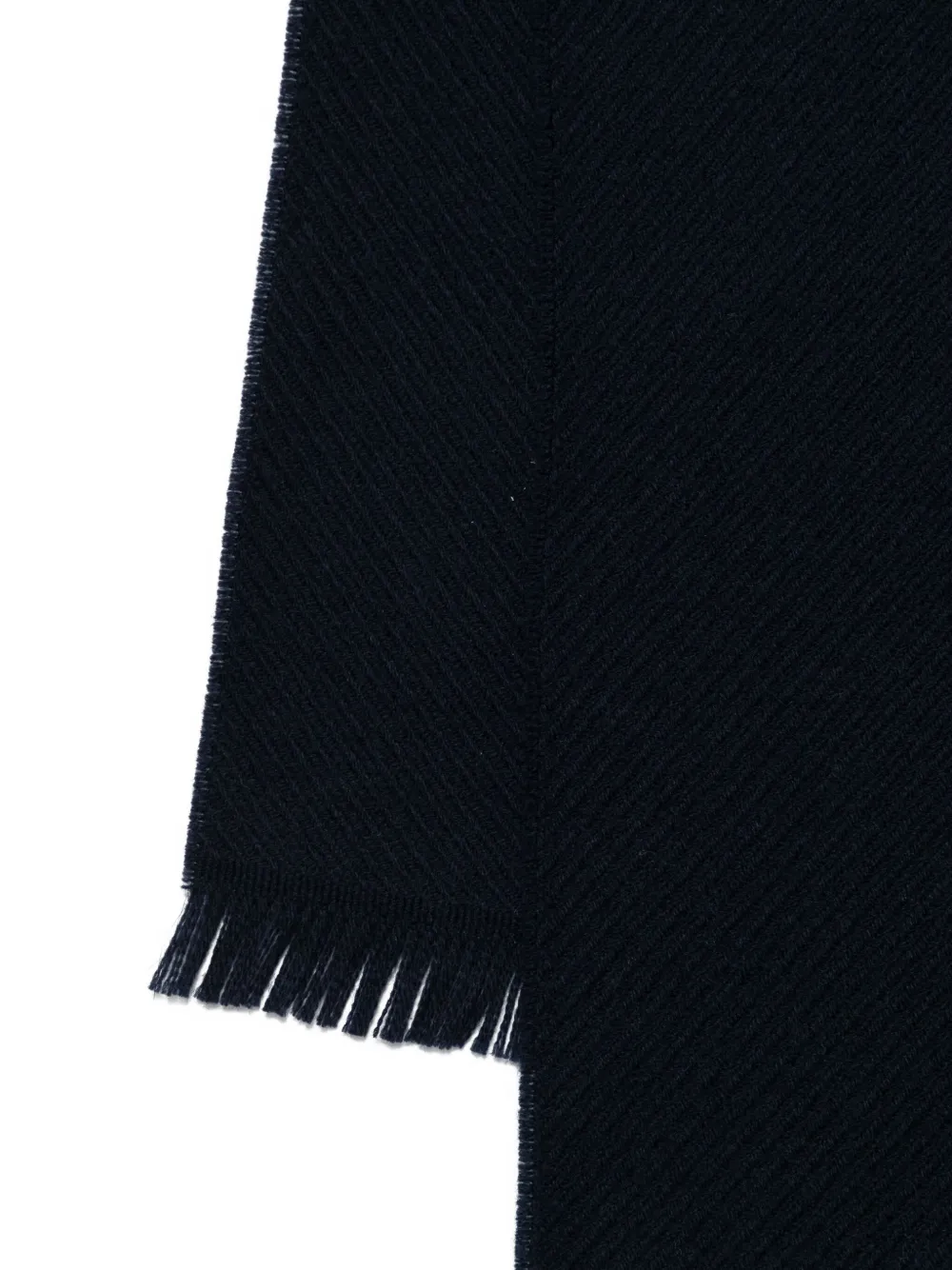 Corneliani Herringbone-pattern Fringed Scarf In Black